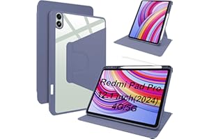 Lemxiee Funda para Xiaomi Redmi Pad Pro & Poco Pad 12.1" Case con Soporte Plegable & con Ranura para bolígrafo,Funda de Cuero PU + acrílico Transparente