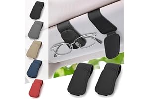 JINYJIA 2 Pack Brillenhalter für Auto,Leder Sonnenbrillenhalter Auto,Magnetische Auto Brillenhalter Universal, Auto Visier Zubehör Sonnenbrillen Halterung,2pcs Schwarz