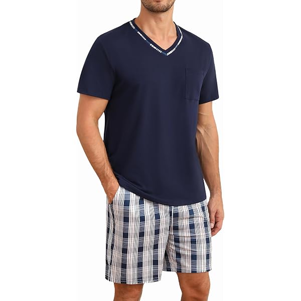 Pyjama Homme été Aseniza - Ensemble Short Et T-shirt Carreaux - 95% Coton - Confortable Et Léger - Taille S-3XL