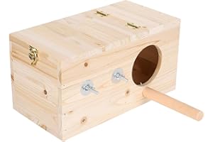 ZERODIS Bird Breeding Box Large Parrot Breeding Nest Box Wooden Nesting Box House Hatching House with Perch Toy for Bird Parrot