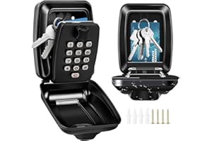 ZANKEOX Key Safe Wall Mounted, Waterproof Key Safe, Resettable 12 Digit Combination Top Security Key Lock Box Outdoor With Weatherproof Cover, Keysafe Wall Mounted Outside For Home, Garage, Office