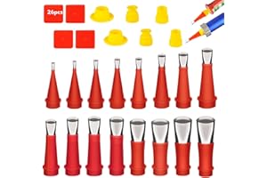 HELOVGE 26 Stück Edelstahl Dichtungsdüse,Silikon Düsen,Dichtungsdüse,Ddelstahl Dichtungsdüse,Einteiliger Edelstahldüsen, Dichtmittel Finishing Werkzeug KüChe Badezimmer