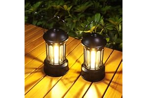WARMTUYO LED Campinglampe Tragbar, 2 Stück Campinglampe Batteriebetrieben, Retro Camping Laterne, IPX4 Wasserdicht Campinglaterne, Helligkeiten Dimmbar, für Camping Garten Wandern Notfall Ausfälle