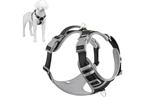 Plutus Pet No Pull Dog Harness, Release At Neck, Reflective Adjustable Dog Vest Harness, Easy Control Handle for Walking, for Small Medium Large Dogs, Black, L