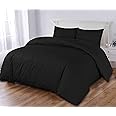 Sapphire Collection 100% Egyptian Cotton 300 Thread Count Duvet Cover With Pillow Case Bedding Set (Double, Black)
