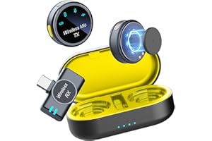 AUJQMYCA Wireless Microphone for iPhone, Lavalier Microphone with 2 Mics & USB-C Receiver, 300M Range, Noise Cancellation, Mini Mic Lapel with Charging Case for Android iPhone Vlogging, Podcasting