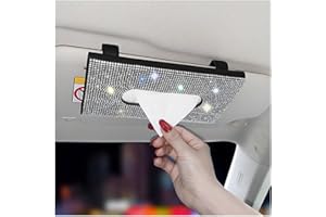 JNNJ Boîte à mouchoirs pour Pare-Soleil, Bling Bling Porte-Mouchoirs de Voiture, Boîte à Mouchoirs Voiture Porte-Papier pour Pare-Soleil Voiture Fait à la Main avec Cristaux étincelants(Blanc)