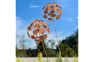 Gårdsdekoration 2-pack Rost Deko för trädgård Cortenstål Trädgårdssteckare Metall Blomma Månblomma Rostfria trädgårdsdekorationer Rosta rankstock Trädgårdsbäddsteckare Potsteckare Naturrost