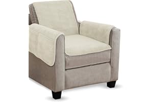 Bestlivings Sesselschoner Lammflor Optik (Creme) - 140x144cm - Sesselauflage mit Armlehnen und Taschen - Sesselüberwurf ÖKO-Tex Schoner für Sessel - Überwurf