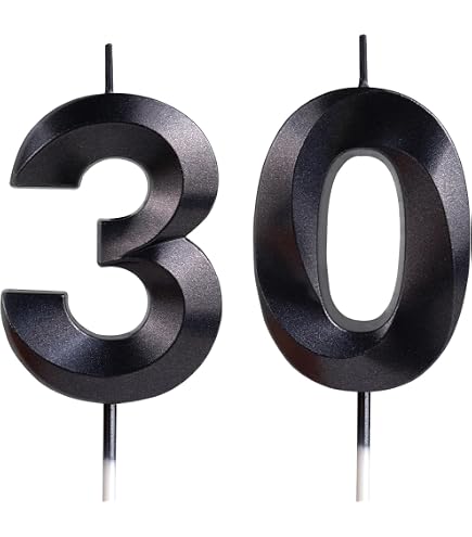 2 Candeline Di Compleanno Numero 30 A Forma Di Diamante 3D Per Torta - Colore Nero