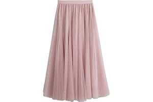 iyoimono Damen Tüllrock Falten Rock Höhe Taille A Line Mesh Freizeit Fashion Skirt Spitze Rock Midi Plisseerock Lässig Frühlingsrock