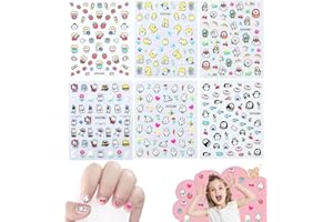 MLLTECH 6 Fogli di adesivi per unghie per bambini, adesivi per unghie autoadesivi Cartoon Princess Nail Art Decals DIY Nail Stickers Nail Art Decorazione per donne ragazze adulti bambini