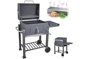 DARDARUGA Barbecue Carbone e Carbonella, Griglia XXL Made in Italy, con affumicatore, vassoio braci regolabile in altezza e raccoglicenere - SMOKER BOX acciaio inox in REGALO per trucioli, chips, erbe