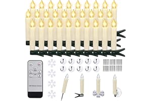 ‎ZIYOUDOLI ZIYOUDOLI 30er LED Weihnachtskerzen Christbaumkerzen Kabellose Weihnachtsbaumkerzen mit Fernbedienung Timer Flackernde Dimmbar für Weihnachtsbaum Lichterkette Gartendekoration im Freien(30stk)