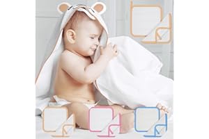 BearTop Cape de Bain Bebe avec Capuche de 90 x 90 cm | en Bambou | Moelleux & Absorbant | Sortie de Bain Bebe, Serviette de Bain Bebe, Serviette Bebe Naissance | Garantie Satisfaction (3 Ans)*