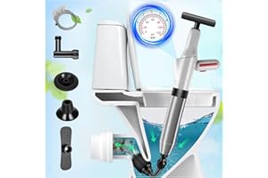 Utoimain Déboucheur WC Haute Pression avec Manomètren, Ventouse Deboucheur à 4 Ventousesl, Déboucheur de Toilette à Air Comprimé pour Lavabo, Toilettes, Salle de Bain, Douche et Cuisine