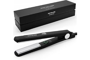 Corioliss C Style | Plancha de pelo fino para mujer | Placa de titanio | Plancha profesional con control de temperatura (Black Soft Touch)