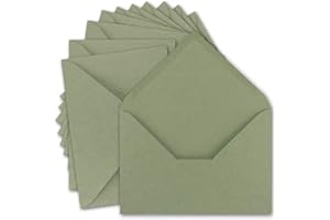 NEUSER PAPIER GUSTAV NEUSER - 50 sobres vintage DIN C5 de papel kraft de 120 g/m², 157 x 225 mm, color verde, reciclaje, pegamento húmedo, solapa puntiaguda
