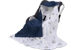 LAT LEE AND TOWN LAT Baby Car Seat Blanket, Universal baby Swaddling Blanket, Hooded Cosy Toes,Double Layer Cotton Warm Blanket Wrap for Car Seat, Pushchair, Pram, Buggy, 90 x 90 cm (Dinosaur)