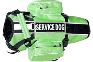 Haoyueer Service Hunderucksack, abnehmbare Satteltaschen mit Etiketten-Patches (S, passend für einen Umfang von 40,6–50,8 cm, Grün)