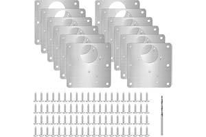 XIANGJUNLY 12PCS Cabinet Hinge Repair Kit with 80 Screws, Kitchen Door Hinge Repair Plate with Holes, Stainless Steel for Wood Furniture with a 2.5mm Drill Bit