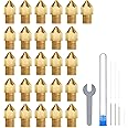 ELEGOO 26pcs MK8 Nozzles Multi Size, 3D Printer Brass Hotend Nozzles 0.2mm/0.3mm/0.4mm/0.5mm/0.6mm/0.8mm/1.0mm with DIY Tools Compatible with Neptune 3 Series and More