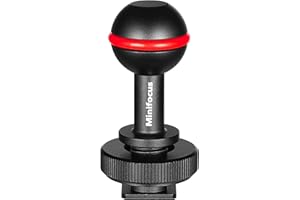 MINIFOCUS 1" Kugelkopf Cold Shoe Base Adapter, Universal Kugelgelenkhalterung mit Cold Shoe Base Adapter für Tauchlampen Unterwasserkamera Wasserdichtes Gehäuse Video/Blitz/Strobe Blitzschuhe