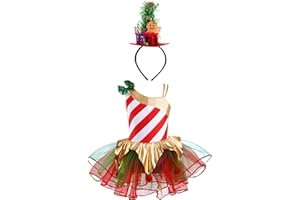 MSemis Vestido de Danza Ballet Navidad para Niña Maillot Rayas con Tutú Ballet Vestido de Gimnasia Rítmica Disfraz de Bailarina Carnaval 3-16 Años