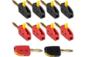 QESSUVNC 10 Stück Bananenstecker, Bananenstecker 4mm, 32A Banana Plug Bananenstecker Lautsprecher für Kabel Boxen Endstufen AV-Receiver HiFi Stereoanlagen, Schwarz Und Rot