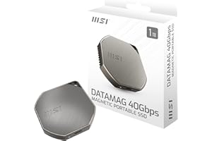 MSI DATAMAG 40 Gbps 1 TB – SSD Externo Portátil Magnético, USB Tipo C, Velocidad 4000 MB/s Lectura y 3500 MB/s Escritura, Compatible con PC, Mac, iPhone, Android y Consolas, 5 Años de Garantía