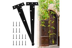 CHARSHIU 2 Pcs T-Scharniere Verzinkt,30,5cm/12Zoll Schwerlast Scharniere Klappbar mit Schrauben,Türscharnier Schwarz Türscharniere Kreuzgehänge für Werkstor Lagertor Gartentor Scheunentor