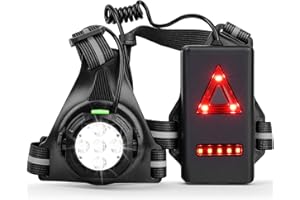 Joltix Lampe Pectorale Running 5 LEDs, 500 Lumens Lampe Running avec USB Recharge, Lumière pour Courir à Pied Étanche avec Bande Réfléchissante, Eclairage Torse Super Lumineux et Léger pour Course