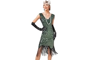 Viloree Vestiti Anni 20 Donna con Paillettes e Frange in Rilievo 1920s Abito Vestito Gatsby Donna Anni 20 Vestito Charleston
