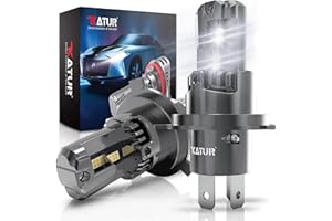 KATUR Bombilla H4 LED Canbus 18000LM 90W - 400% Luminosidad, 6000K Blanca Xenon, Alto/Bajo de Faros, Plug & Play Sin Polaridad, Reemplazo Halógeno 1:1 (2 Piezas)