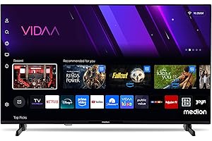 MEDION TV 43 Pouces Full HD (108 cm) Television (Smart TV, HDR, VIDAA Store, Prime Video, Disney+, DAZN, Paramount+, HbbTV, PVR, Bluetooth, MD 843101)