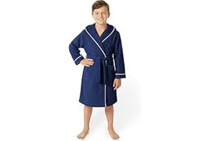 LAYNENBURG Premium Bademantel Kinder & Teenager mit Kapuze - 100% Baumwolle - OEKO TEX Standard 100 - flauschiges Frottee - Größen 110 bis 176