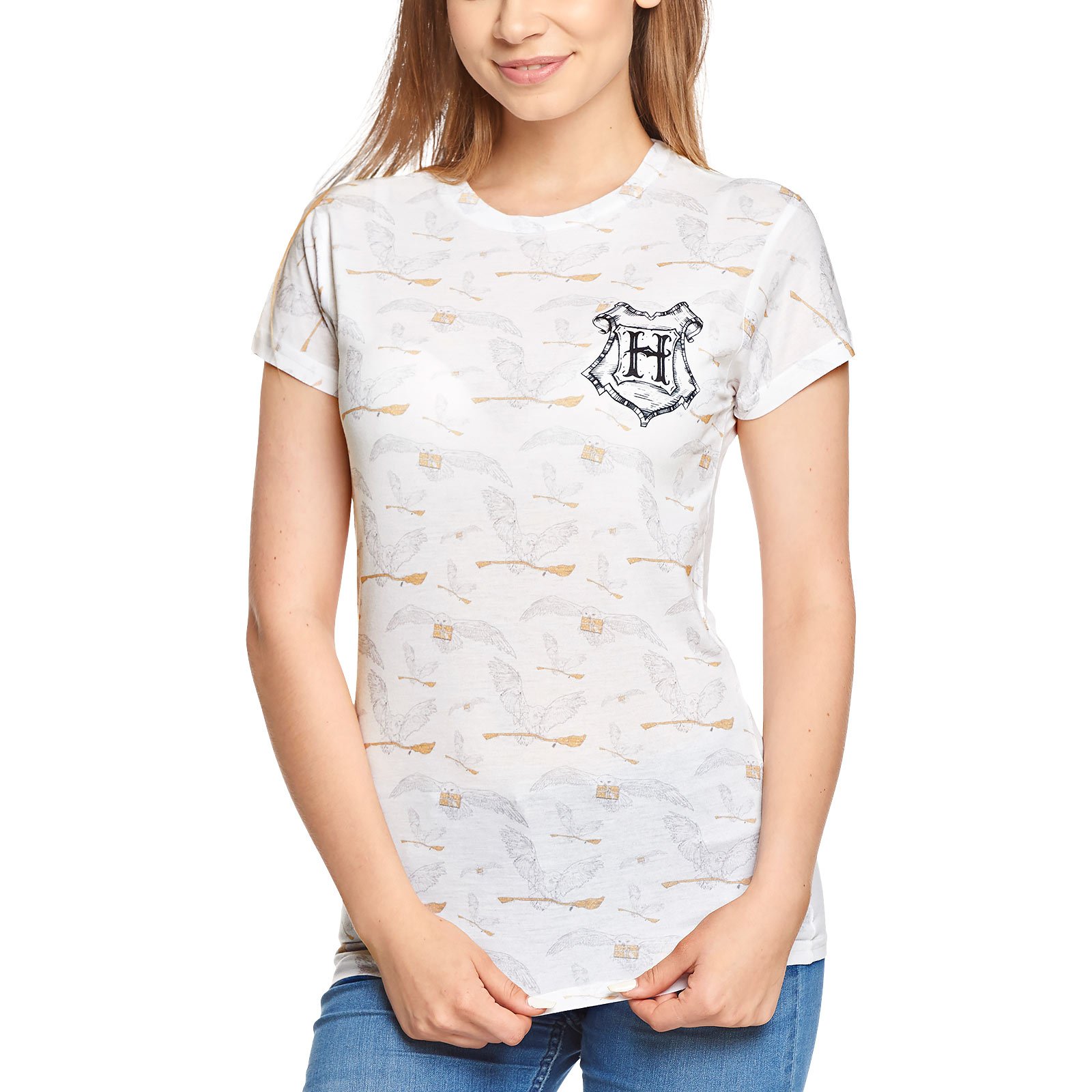 Harry-Potter-Damen-T-Shirt-Eule-Hedwig-Wei-M