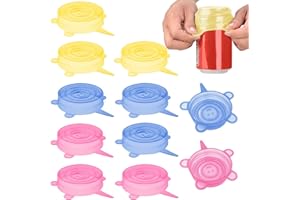 TURNAROUNDTECH Couvercle pot yaourt confiture conserve 12 pieces ecologiques elastiques reutilisables sans BPA Lavage au lave-vaisselle couvercle pot yaourt la laitiere couvercle pot confiture conserve