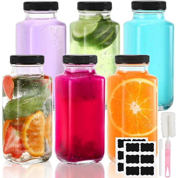 25 Mini-Glasflaschen Mit Schwarzem Deckel & Etiketten – Breite Öffnung, Auslaufsicher (für Shots, Saft, Etc.)