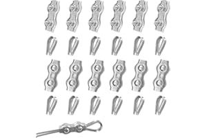 pangdapengpeng 24 Pezzi Morsetto per Fune Metallica, 12 Morsetti Duplex M4 & Fune Metallica Ditale M4, Acciaio Inox 304 Clip per Fune per Cavi D'acciaio, Stendibiancheria (M4)