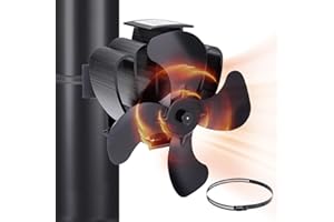 COMBIUBIU 4 Feuilles Ventilateur Cheminée,Ventilateur Poele à Bois Avec Mousqueton,Économie d'énergie,Ventilateur de Poele Convient pour/Poêle à Bois/Ventilateur de Cheminée