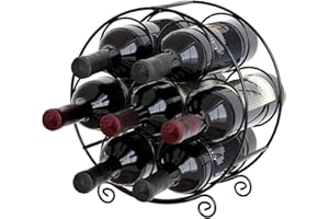 EasyPAG Metal 7 Bottles Wine Rack, Freestanding Tabletop Wine Holder, Home Kitchen Countertop Wine Storage Organiser Stand,Black