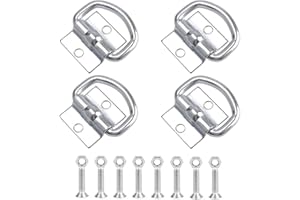 Fohirey D-Ring Tie Downs 4 Pack, Heavy Duty Cargo Tie Downs Lashing Eyelets, Anchors D Lashing Rings Hook with 8pcs Screws and Nuts for Load Securing in Trailer Truck Boat Cars Kayak