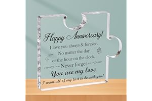 CSYY Happy Anniversary Present Gift, Puzzle-Shaped Acrylic Plaque Gift for Anniversary Wedding Present for Wife, Husband Gifts, Romantic Gifts for Him, Boyfriend Gifts, Girlfriend Gifts