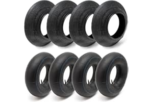 Wiltec Set 4x Reifen und 4x Schlauch Größe 4.00-8, bis 160 kg Traglast, mit geradem Ventil TR13 für Schubkarren, Sackkarren und E-Scooter