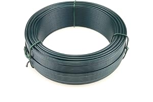 Garmix Fil de tension galvanisé à chaud pour grillage grillagé, clôture, fil métallique (200 m, 3,1 mm) - Vert