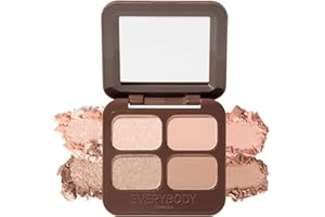 ‎EVERYBODY LONDON EVERYBODY LONDON Paleta 4 kolorów cieni do powiek, 2 odcienie błyszczące, 2 odcienie matowe, wbudowane lusterko, łatwe blendowanie, długotrwała formuła, Apricot Dusk