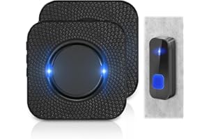 Idota Sonnette Sans Fil avec 2 Récepteurs, Sonnette Sans Fil Longue Portée 300M, Sonnette Sans-fil avec 55 Mélodies, 5 Niveaux de Volume (1 en 2)