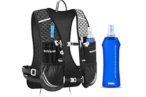 JUOIFIP Lightweight Running Backpack Outdoor Sports, Reflective Hydration Vest for Men & Women, Breathable Running Backpack with Water Bottle 500ml for Trailrunning Hiking Marathon