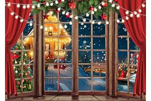 AIIKES 8x6FT Fondo de Navidad Escaparate Interior Con Árbol de Dibujos Animados Para Fiesta Familiar Decoración Fotografía XY73
